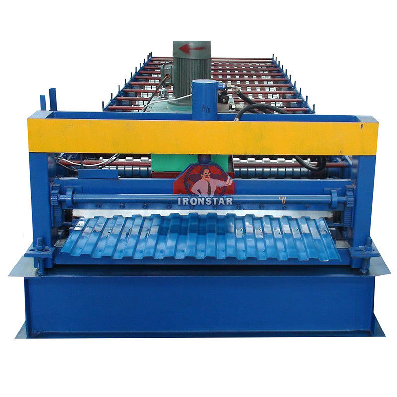0.3-0.8mm 14 Rib Trapezoid Metal Sheet Roof Roll Forming Machine 4KW