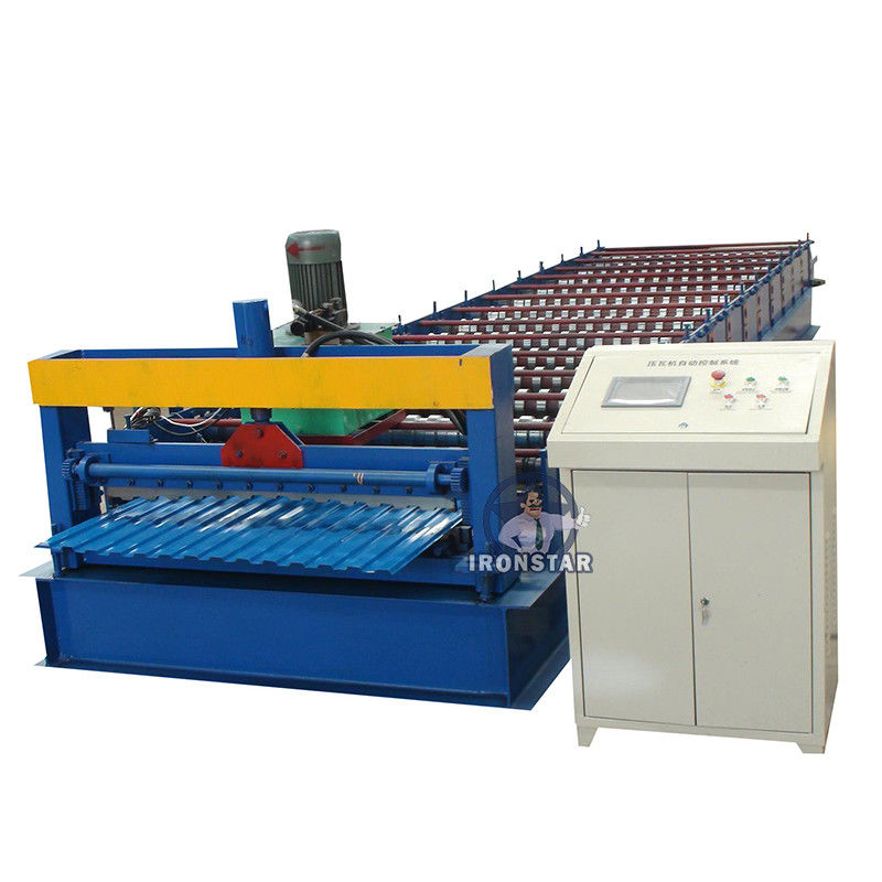 0.3-0.8mm 14 Rib Trapezoid Metal Sheet Roof Roll Forming Machine 4KW