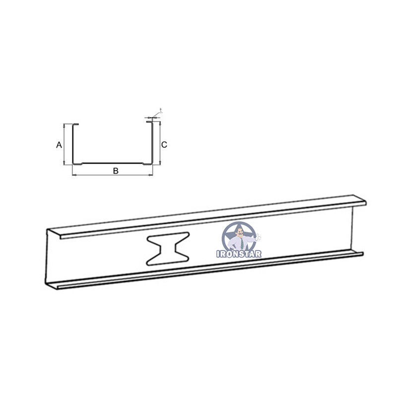 Customized 0.3mm-0.8mm Metal C Channel Roll Forming Machine 12 rows