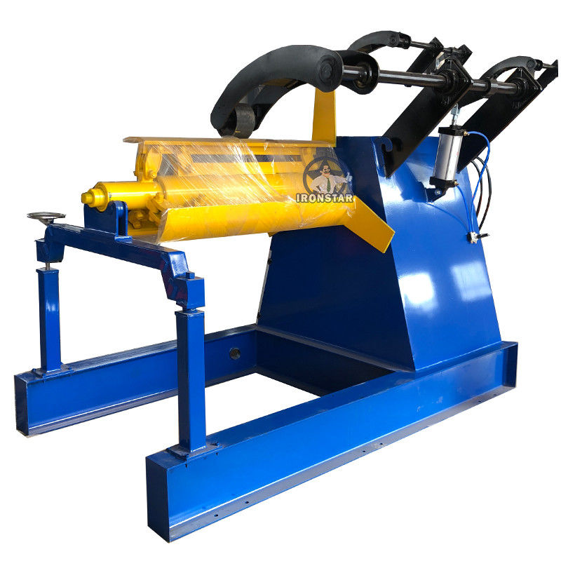 380V 50HZ Roll Forming Machine Parts 5 Ton Hydraulic Decoiler With Arm