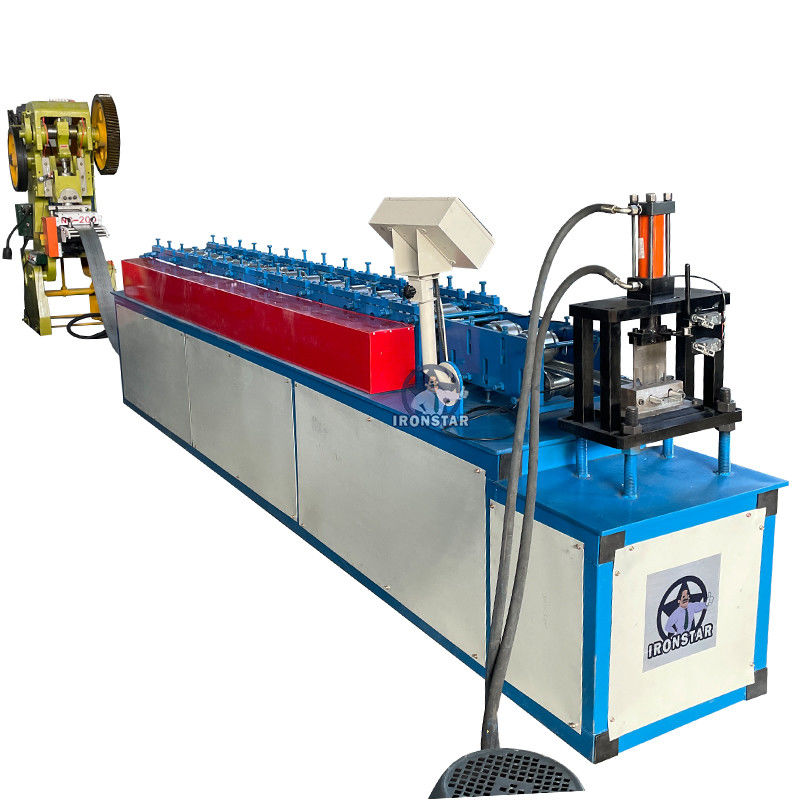 0.7mm-1.2mm Punching Hole Roller Shutter Door Making Machine Blue Color