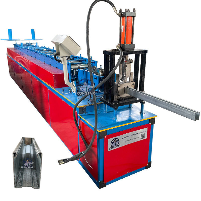Customized 0.8-1.2mm Metal C Channel Side Guide Rail Roll Forming Machine For Garage Store & Factory